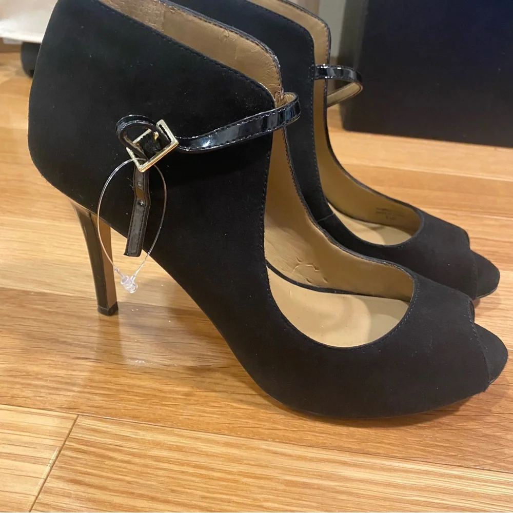 Ann Taylor Suede Peep Toe Stilettos - Picture 1 of 9